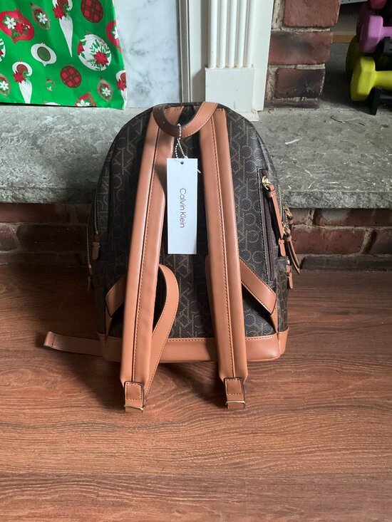 Calvin Klein Women\'s Medium Logo Backpack - Brown Monogram/Tan [NWT] main image 4